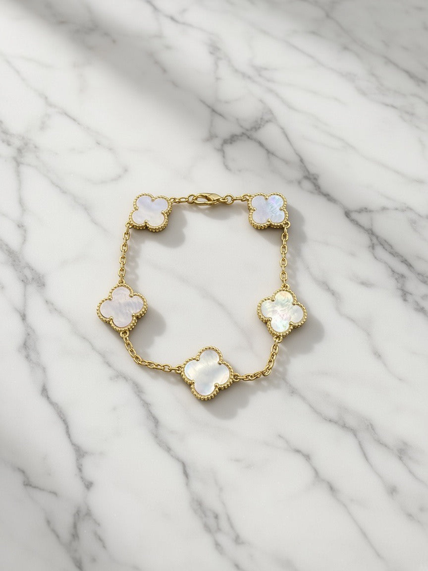 Gold: White bracelet